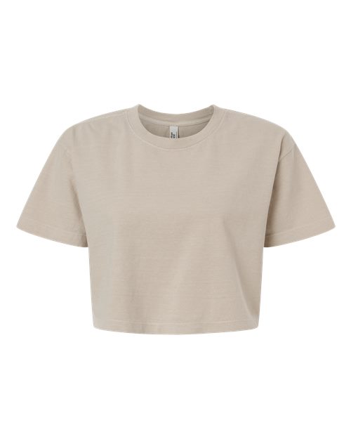 American Apparel 1302GD Women's Heavyweight Cotton Garment-Dyed Boxy Cropped Tee - Faded Bone