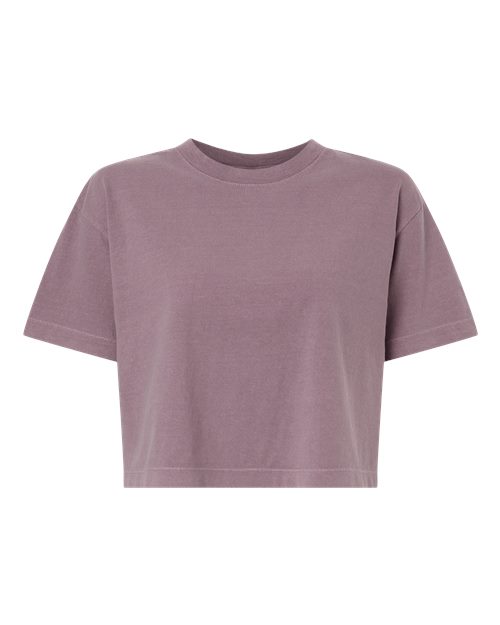 American Apparel 1302GD Women's Heavyweight Cotton Garment-Dyed Boxy Cropped Tee - Faded Smokey Violet