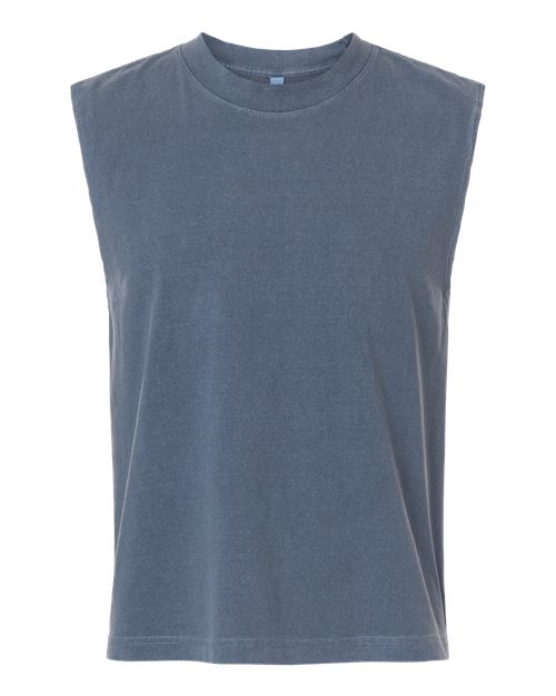 American Apparel 207GD Unisex Heavyweight Cotton Garment-Dyed Boxy Muscle Tee - Faded Navy