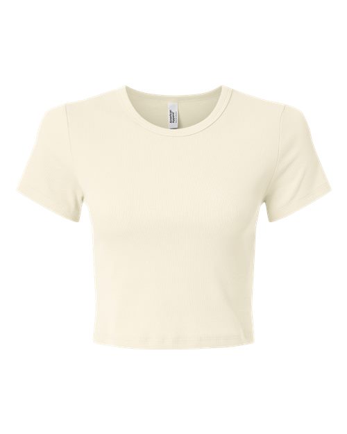 American Apparel BR210 Women's Baby Rib Fitted Cropped Tee - Bone