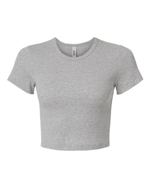 American Apparel BR210 Women's Baby Rib Fitted Cropped Tee - Heather Grey