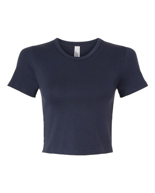Load image into Gallery viewer, American Apparel BR210 Women's Baby Rib Fitted Cropped Tee - Navy
