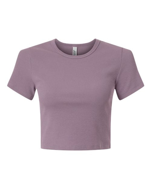 Load image into Gallery viewer, American Apparel BR210 Women's Baby Rib Fitted Cropped Tee - Smokey Violet
