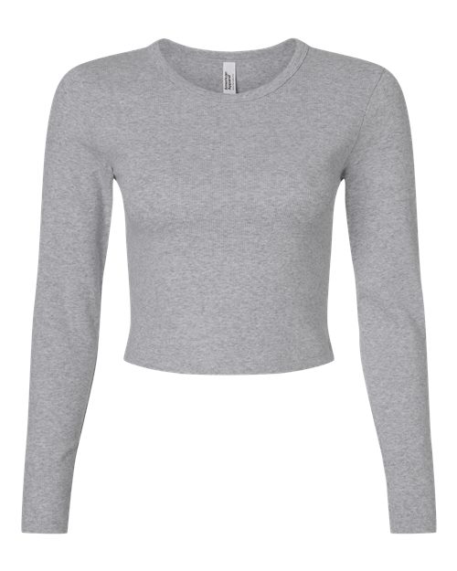 American Apparel BR2107 Women's Baby Rib Long Sleeve Fitted Tee - Heather Grey