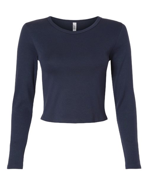 American Apparel BR2107 Women's Baby Rib Long Sleeve Fitted Tee - Navy