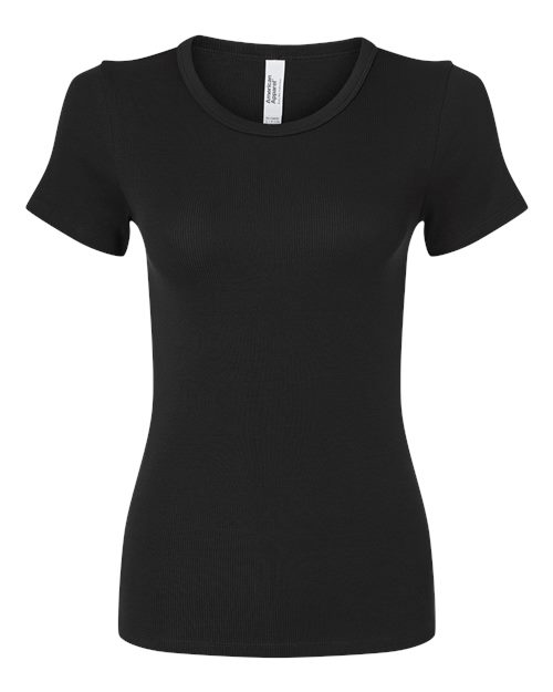 Load image into Gallery viewer, American Apparel BR2102 Women's Baby Rib Fitted Tee - Black
