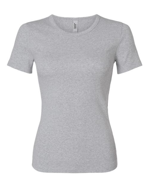 American Apparel BR2102 Women's Baby Rib Fitted Tee - Heather Grey