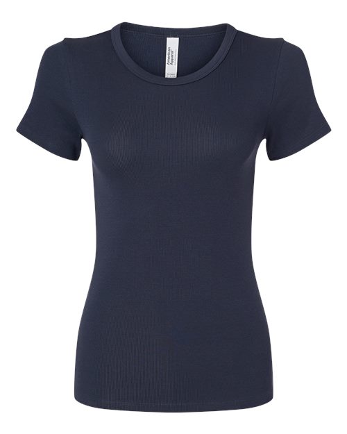 American Apparel BR2102 Women's Baby Rib Fitted Tee - Navy