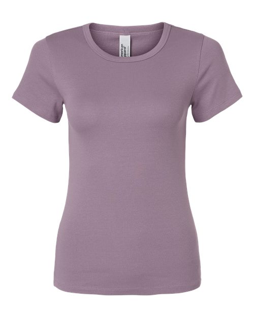 American Apparel BR2102 Women's Baby Rib Fitted Tee - Smokey Violet