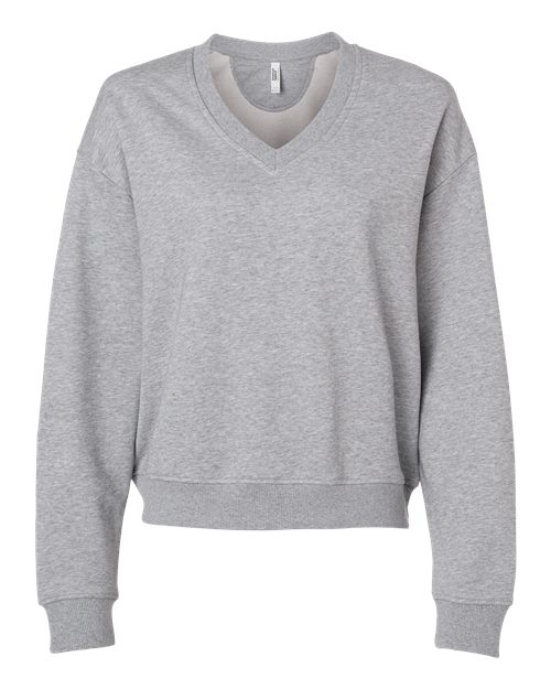Load image into Gallery viewer, American Apparel FTV00 Women's French Terry V-Neck Sweatshirt - Heather Grey
