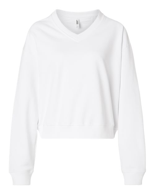 American Apparel FTV00 Women's French Terry V-Neck Sweatshirt - White