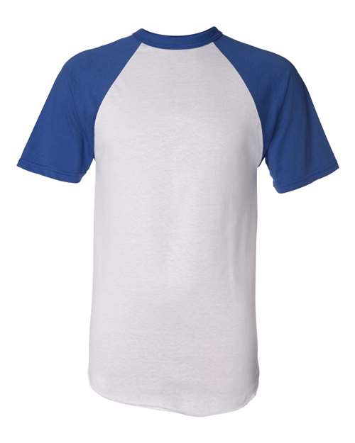 Load image into Gallery viewer, Augusta Sportswear 423 Unisex Raglan Baseball Jersey - White/ Royal
