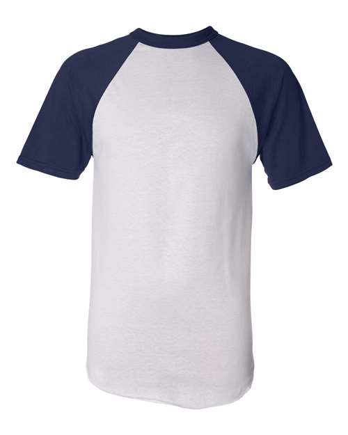 Augusta Sportswear 423 Unisex Raglan Baseball Jersey - White/ Navy