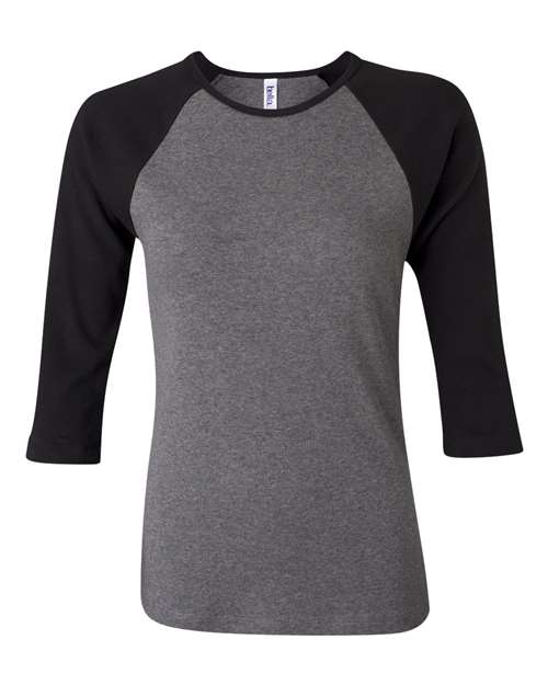 BELLA + CANVAS 2000 Women’s 1X1 Baby Rib Raglan Three-Quarter Sleeve Tee
