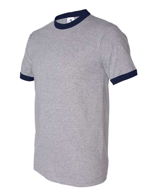 Augusta Sportswear 710 Unisex 50/50 Ringer T-Shirt - Athletic Heather/ Navy