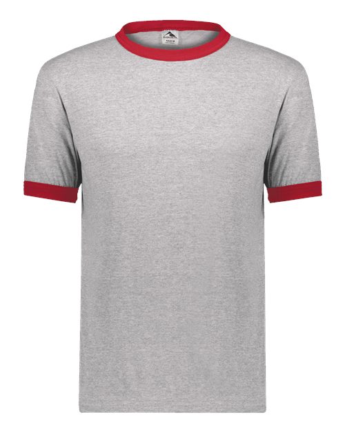 Load image into Gallery viewer, Augusta Sportswear 710 Unisex 50/50 Ringer T-Shirt - Athletic Heather/ Red
