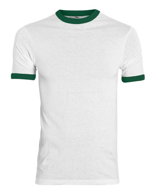 Load image into Gallery viewer, Augusta Sportswear 710 Unisex 50/50 Ringer T-Shirt - White/ Dark Green
