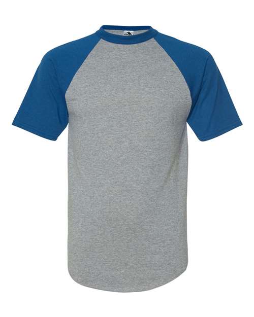 Augusta Sportswear 423 Unisex Raglan Baseball Jersey - Athletic Heather/ Royal