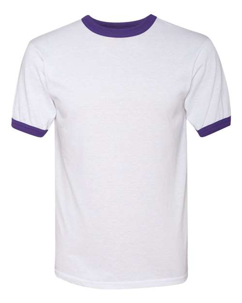 Load image into Gallery viewer, Augusta Sportswear 710 Unisex 50/50 Ringer T-Shirt - White/ Purple
