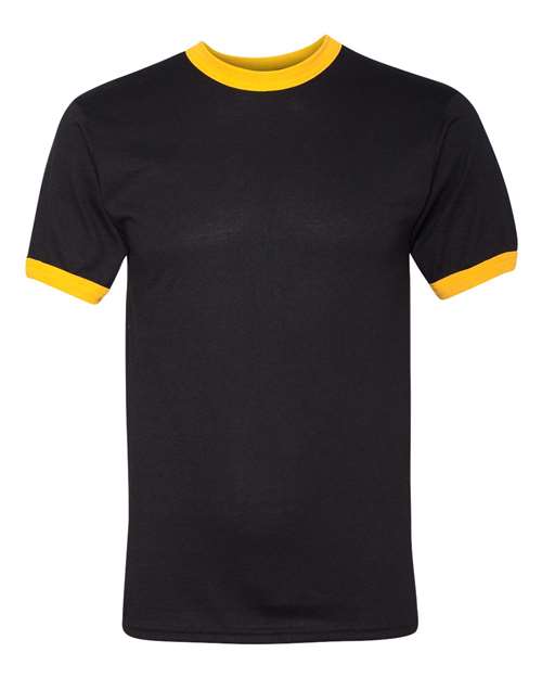 Load image into Gallery viewer, Augusta Sportswear 710 Unisex 50/50 Ringer T-Shirt - Black/ Gold
