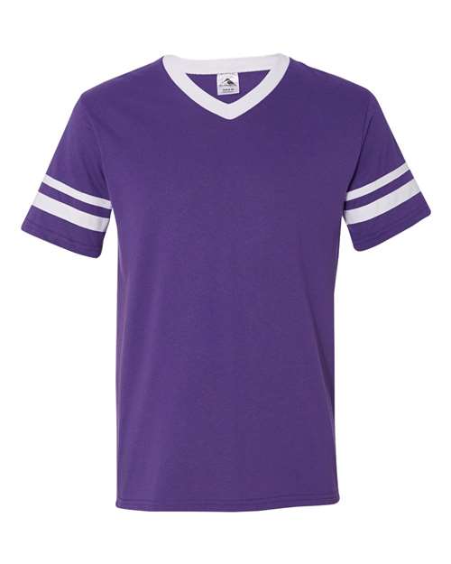 Augusta Sportswear 360 V-Neck Jersey with Striped Sleeves - Purple/ White