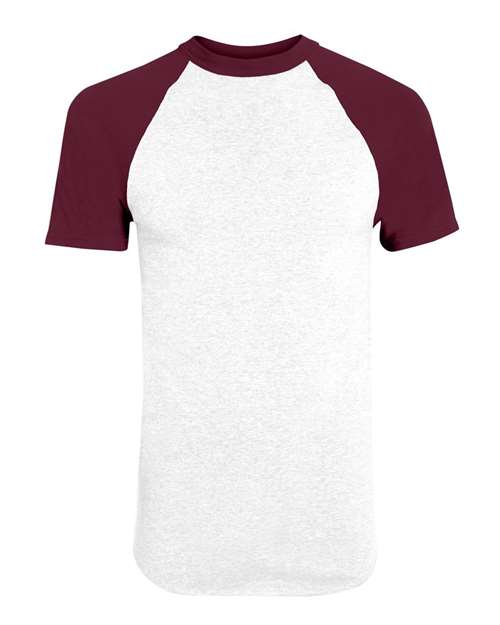 Augusta Sportswear 423 Unisex Raglan Baseball Jersey - White/ Maroon