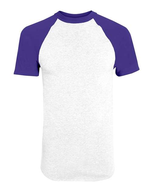 Load image into Gallery viewer, Augusta Sportswear 423 Unisex Raglan Baseball Jersey - White/ Purple
