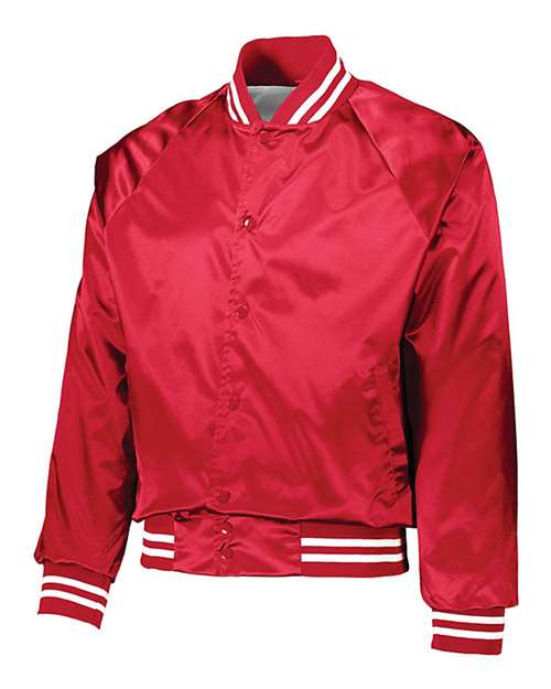 Augusta Sportswear 3610 Unisex Satin Baseball Jacket Striped Trim - Red/ White