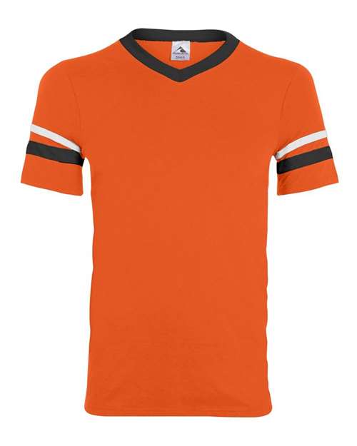 Augusta Sportswear 360 V-Neck Jersey with Striped Sleeves - Orange/ Black/ White