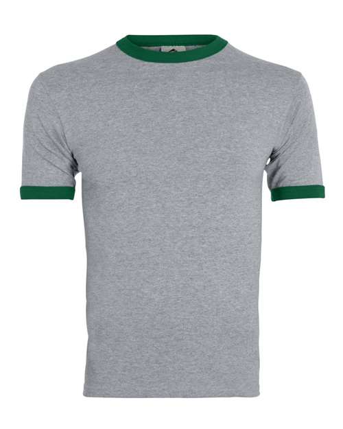 Load image into Gallery viewer, Augusta Sportswear 710 Unisex 50/50 Ringer T-Shirt - Athletic Heather/ Dark Green
