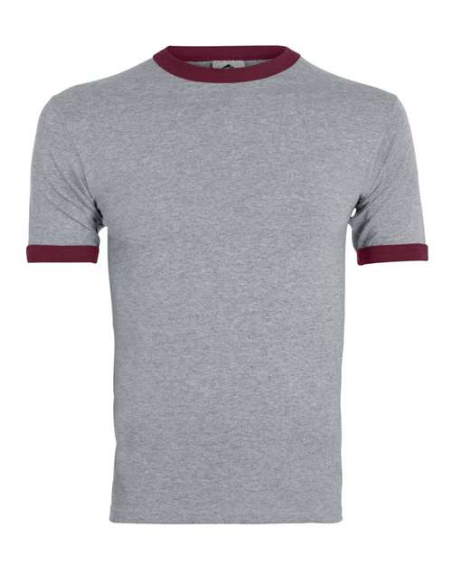 Load image into Gallery viewer, Augusta Sportswear 710 Unisex 50/50 Ringer T-Shirt - Athletic Heather/ Maroon
