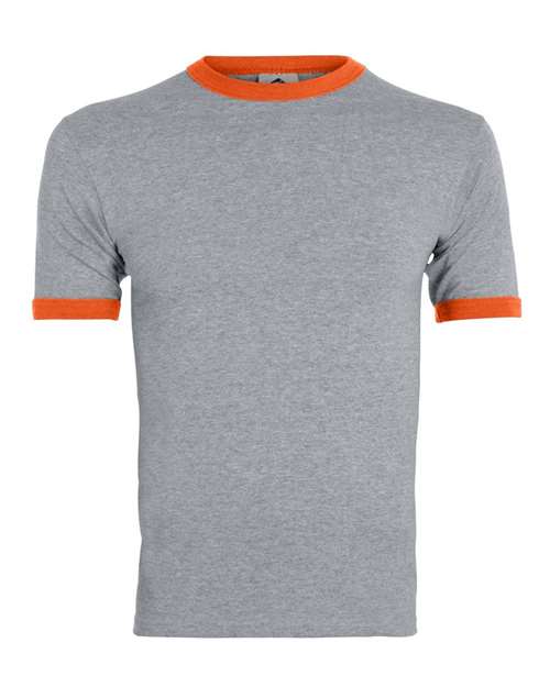 Augusta Sportswear 710 Unisex 50/50 Ringer T-Shirt - Athletic Heather/ Orange