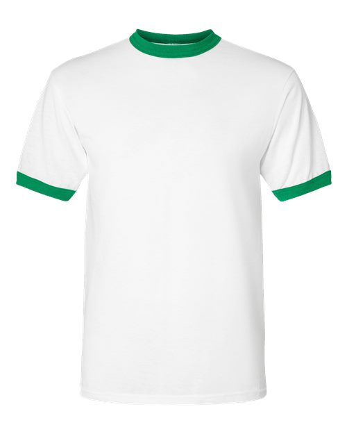 Augusta Sportswear 710 Unisex 50/50 Ringer T-Shirt - White/ Kelly