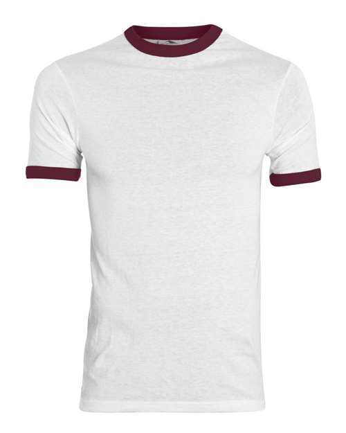 Load image into Gallery viewer, Augusta Sportswear 710 Unisex 50/50 Ringer T-Shirt - White/ Maroon
