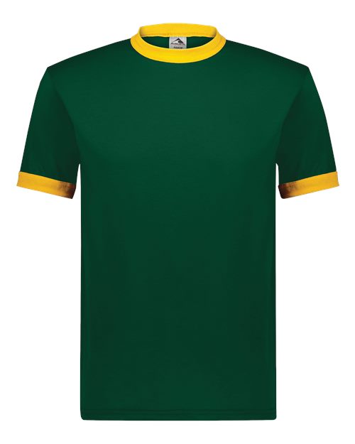 Load image into Gallery viewer, Augusta Sportswear 710 Unisex 50/50 Ringer T-Shirt - Dark Green/ Gold
