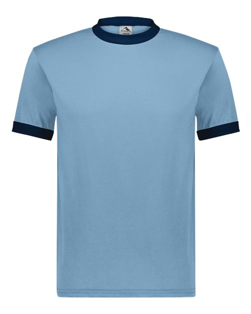 Load image into Gallery viewer, Augusta Sportswear 710 Unisex 50/50 Ringer T-Shirt - Light Blue/ Navy
