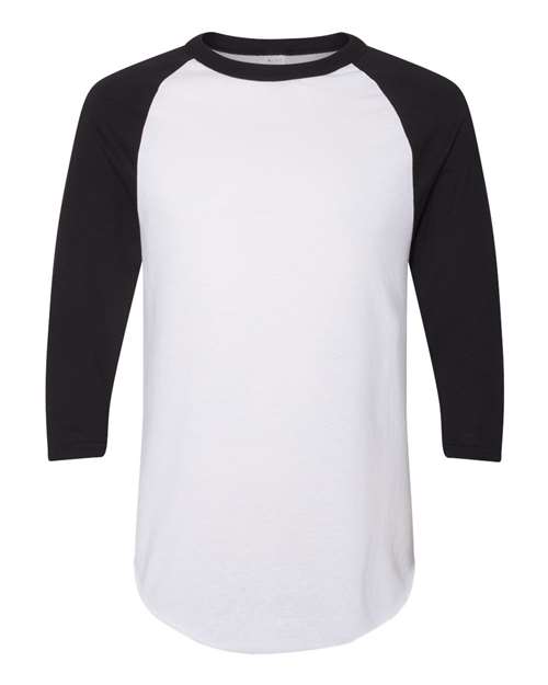 Load image into Gallery viewer, Augusta Sportswear 4420 Unisex Three-Quarter Raglan Sleeve Baseball Jersey T-Shirt - White/ Black
