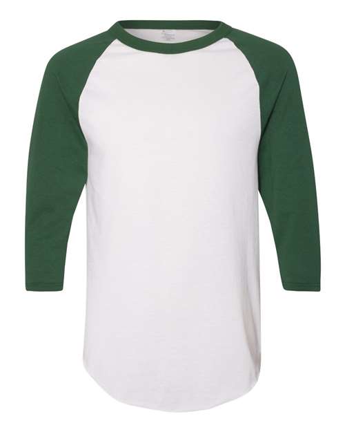 Load image into Gallery viewer, Augusta Sportswear 4420 Unisex Three-Quarter Raglan Sleeve Baseball Jersey T-Shirt - White/ Dark Green
