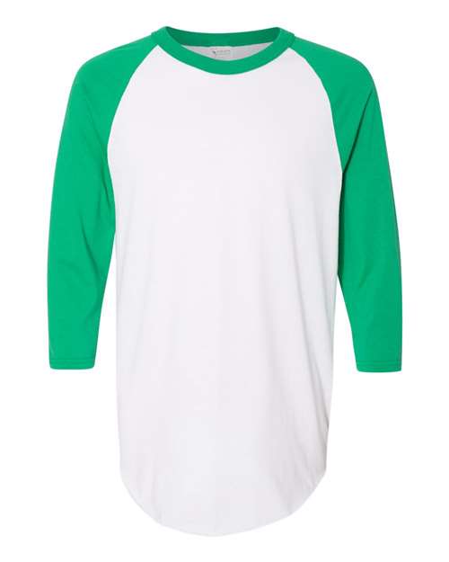 Augusta Sportswear 4420 Unisex Three-Quarter Raglan Sleeve Baseball Jersey T-Shirt - White/ Kelly