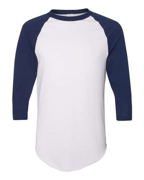 Load image into Gallery viewer, Augusta Sportswear 4420 Unisex Three-Quarter Raglan Sleeve Baseball Jersey T-Shirt - White/ Navy
