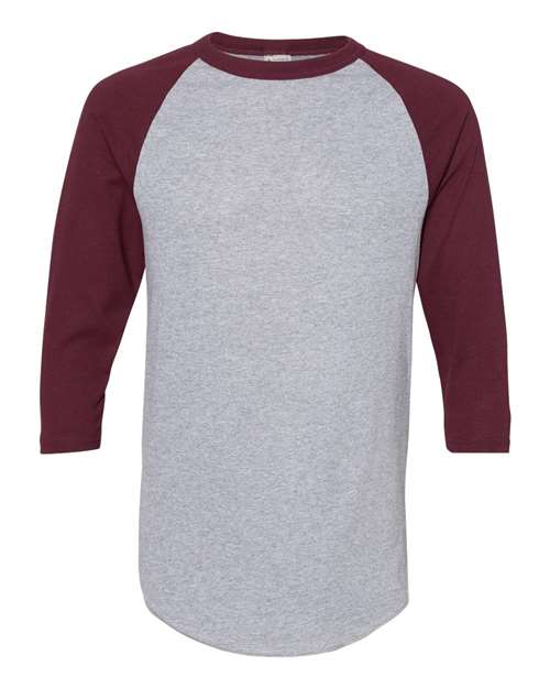 Augusta Sportswear 4420 Unisex Three-Quarter Raglan Sleeve Baseball Jersey T-Shirt - Athletic Heather/ Maroon