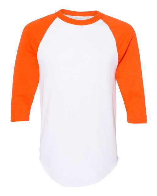 Augusta Sportswear 4420 Unisex Three-Quarter Raglan Sleeve Baseball Jersey T-Shirt - White/ Orange