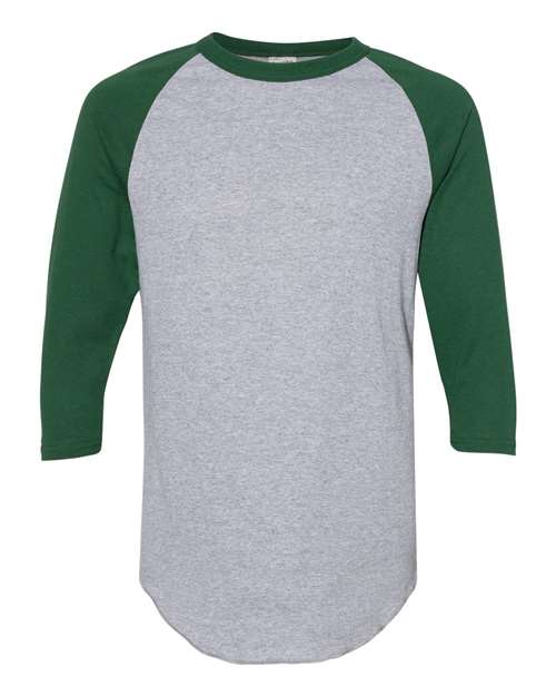 Load image into Gallery viewer, Augusta Sportswear 4420 Unisex Three-Quarter Raglan Sleeve Baseball Jersey T-Shirt - Athletic Heather/ Dark Green

