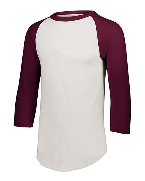 Load image into Gallery viewer, Augusta Sportswear 4420 Unisex Three-Quarter Raglan Sleeve Baseball Jersey T-Shirt - White/ Maroon
