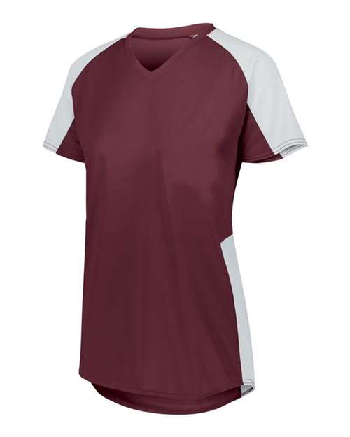 Load image into Gallery viewer, Augusta Sportswear 1523 Girls' Cutter Jersey - Maroon/ White
