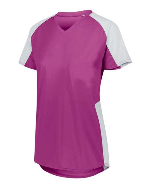 Load image into Gallery viewer, Augusta Sportswear 1523 Girls' Cutter Jersey - Power Pink/ White
