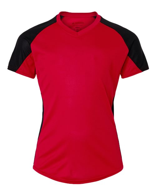 Load image into Gallery viewer, Augusta Sportswear 1523 Girls' Cutter Jersey - Red/ Black
