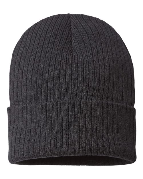 Atlantis Headwear RIO Sustainable Rib Cuffed Beanie - Black