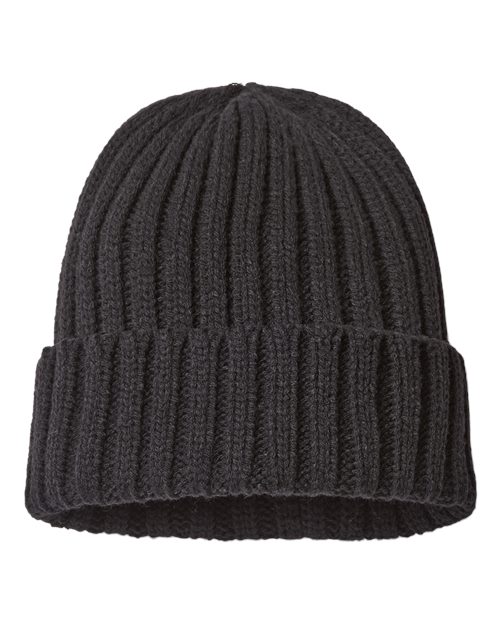Load image into Gallery viewer, Atlantis Headwear SHORE Sustainable Cable Knit Cuffed Beanie - Black
