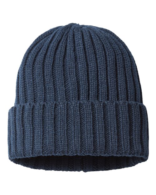 Load image into Gallery viewer, Atlantis Headwear SHORE Sustainable Cable Knit Cuffed Beanie - Navy
